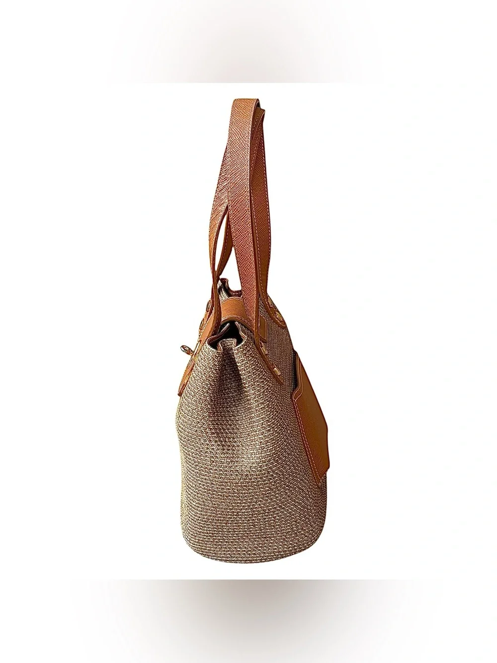 ERIC JAVITS “Squishee” Straw & Leather Small Bag